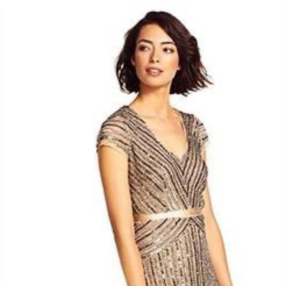 Adrianna Papell Beaded VNeck Gown Bridesmaid Dress